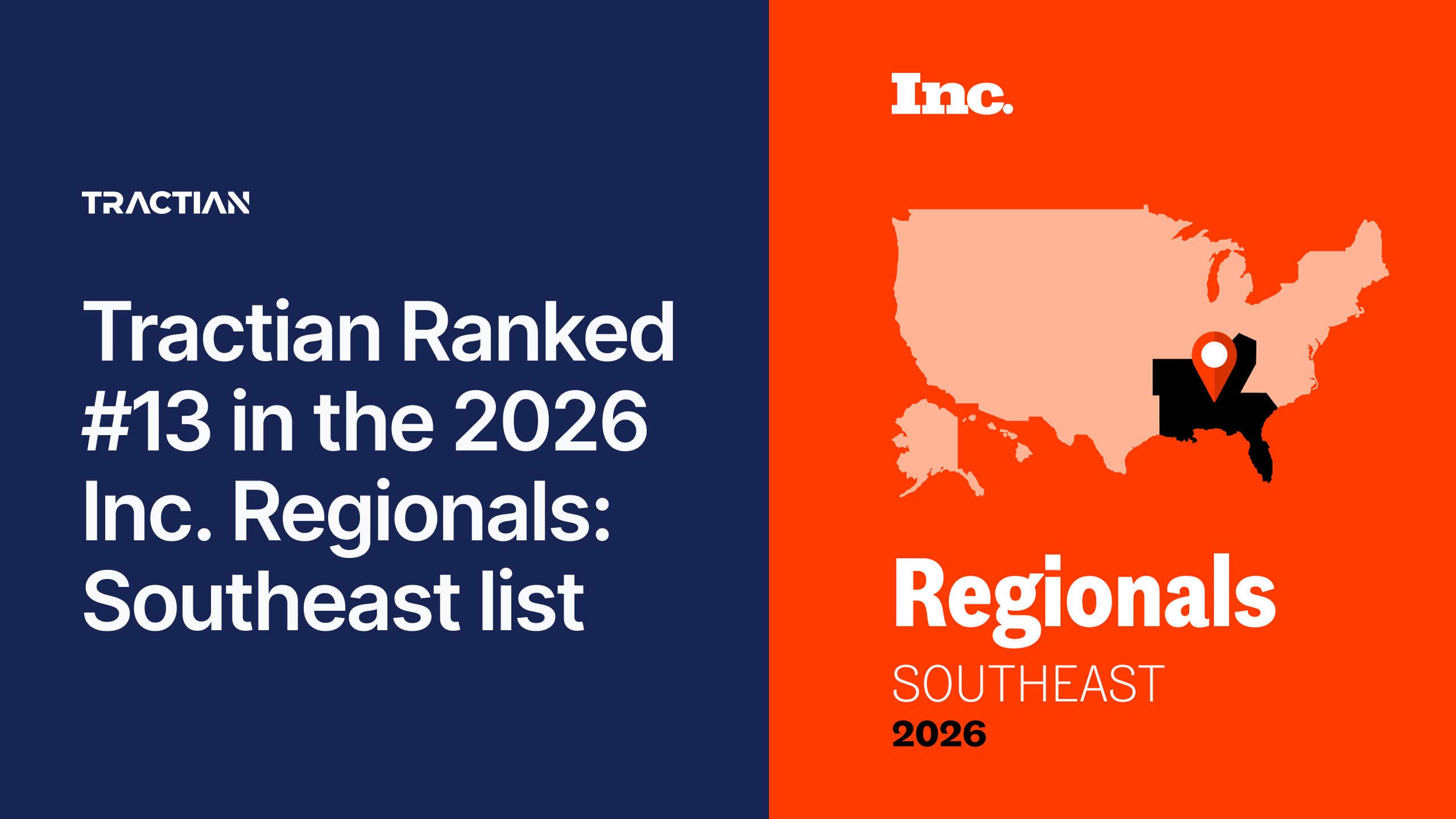 Tractian Named to the 2026 Inc. Regionals: Southeast List, Ranked #13